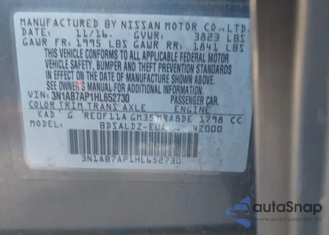 2017 Nissan Sentra Sv from USA, damaged, VIN 3N1AB7AP1HL652730